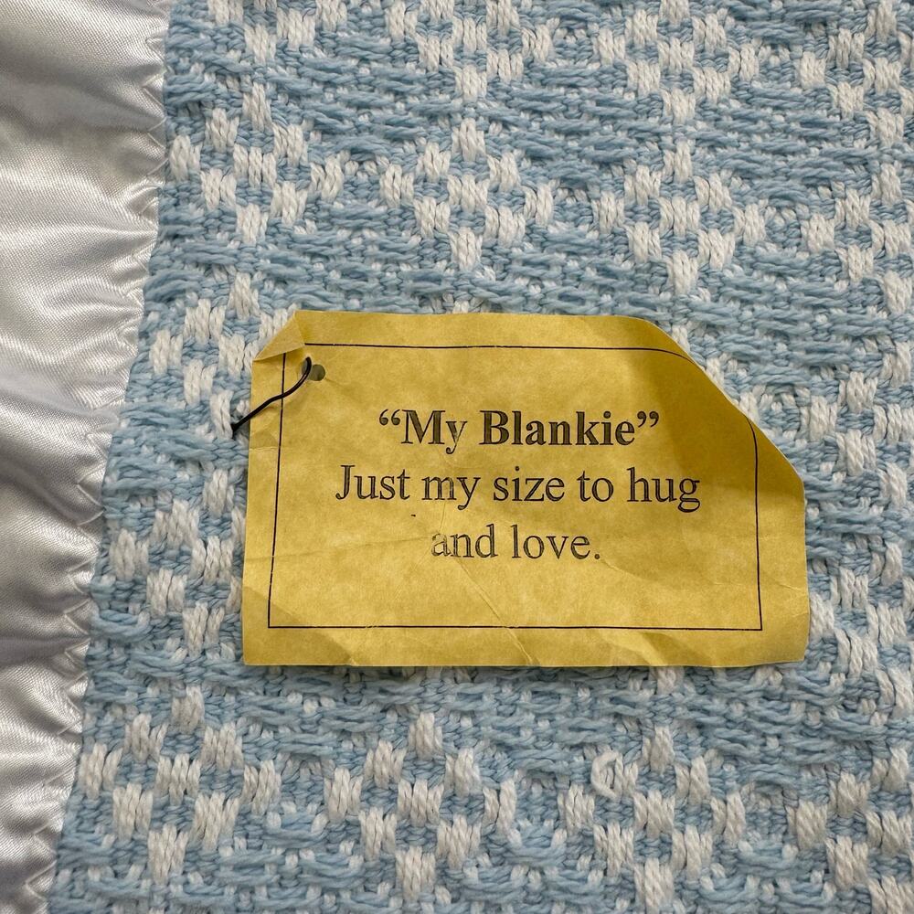 AMANA Woolen Mills *NEW* My Blankie 100% Cotton Blue White Baby Lovey Lovie - Picture 5 of 7